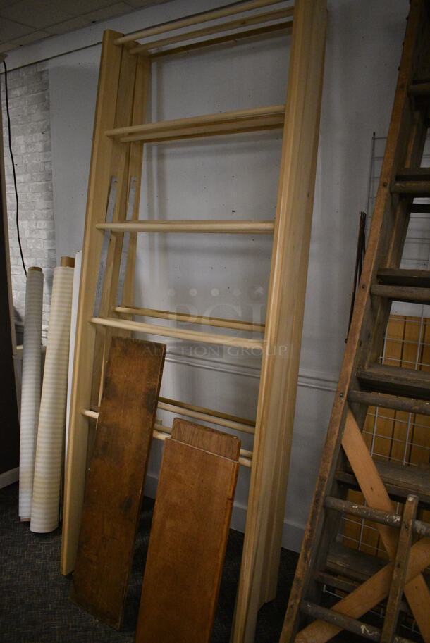 ALL ONE MONEY! Lot of Wooden Ladders and Rolls of Fabric! (garden center) - Image 3 of 5