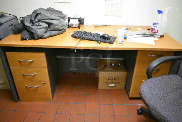 ALL ONE MONEY! Office Lot of Desk, 2 Cabinets, 2 Chairs, Brother Printer. BUYER MUST REMOVE. 71x30x30 Desk, 35.5x23.5x30 Drawer. (kitchen) - Image 4 of 7