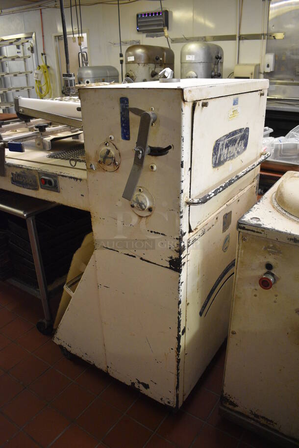 Nussex Model NB-90-2-546 Metal Commercial Floor Style Dough Sheeter on Commercial Casters. 110 Volts, 1 Phase. 60x33x52. Unit Was In Working Condition When Restaurant Closed. (bakery kitchen) - Image 8 of 8