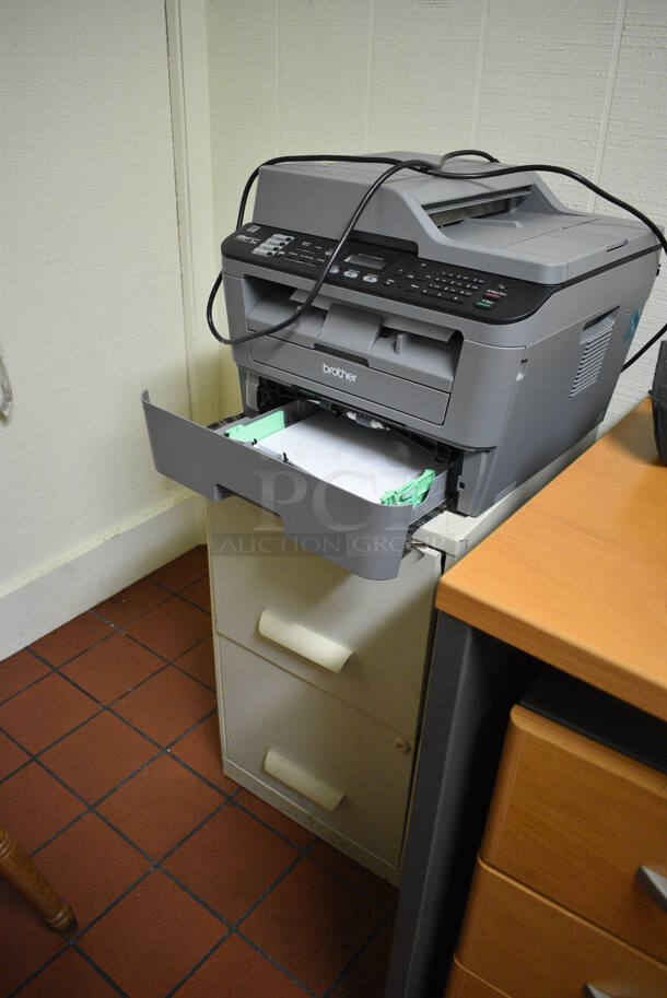 ALL ONE MONEY! Office Lot of Desk, 2 Cabinets, 2 Chairs, Brother Printer. BUYER MUST REMOVE. 71x30x30 Desk, 35.5x23.5x30 Drawer. (kitchen) - Image 5 of 7