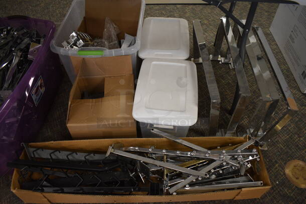 ALL ONE MONEY! Lot of Various Items Including Glass Vases, Metal Pieces, Hats and Folding Table! BUYER MUST REMOVE. (garden center) - Image 2 of 6