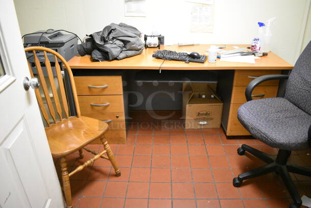 ALL ONE MONEY! Office Lot of Desk, 2 Cabinets, 2 Chairs, Brother Printer. BUYER MUST REMOVE. 71x30x30 Desk, 35.5x23.5x30 Drawer. (kitchen) - Image 7 of 7