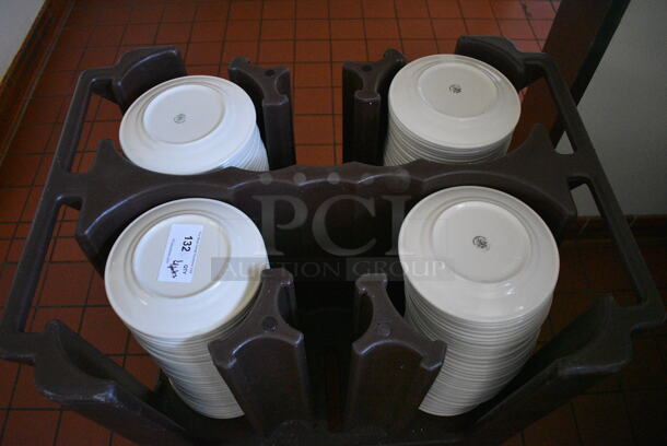 Brown Poly Portable Dish Cart w/ White Ceramic Plates on Commercial Casters. 38x28x32. 9.75x9.75x1. (kitchen hallway) - Image 2 of 6