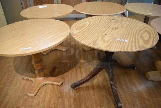 6 Various Round Wooden Tables. Includes 34x34x28. 6 Times Your Bid! (garden center) - Image 2 of 4
