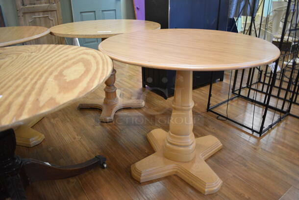 6 Various Round Wooden Tables. Includes 34x34x28. 6 Times Your Bid! (garden center) - Image 3 of 4