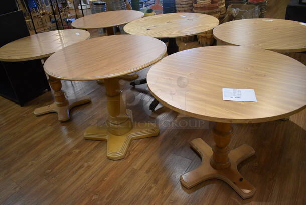 6 Various Round Wooden Tables. Includes 34x34x28. 6 Times Your Bid! (garden center) - Image 4 of 4