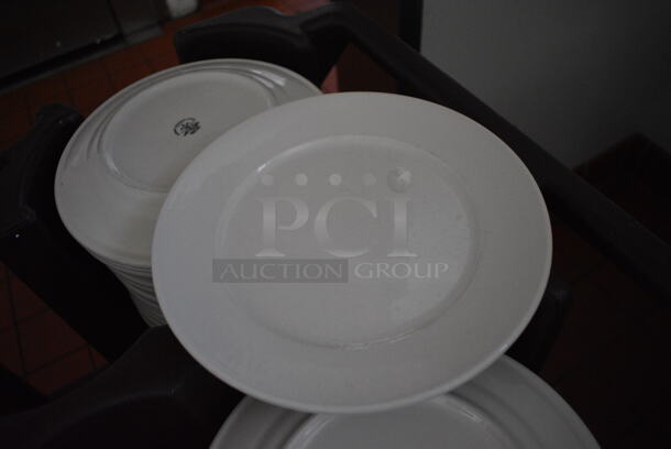Brown Poly Portable Dish Cart w/ White Ceramic Plates on Commercial Casters. 38x28x32. 9.75x9.75x1. (kitchen hallway) - Image 5 of 6