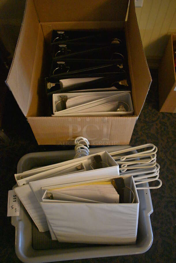 ALL ONE MONEY! Lot of 2 Bins of Various Binders! (main dining room)