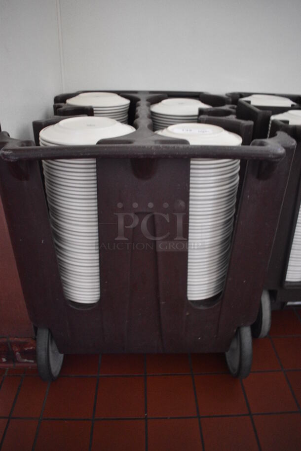 Brown Poly Portable Dish Cart w/ White Ceramic Plates on Commercial Casters. 38x28x32. 9.75x9.75x1. (kitchen hallway) - Image 6 of 6