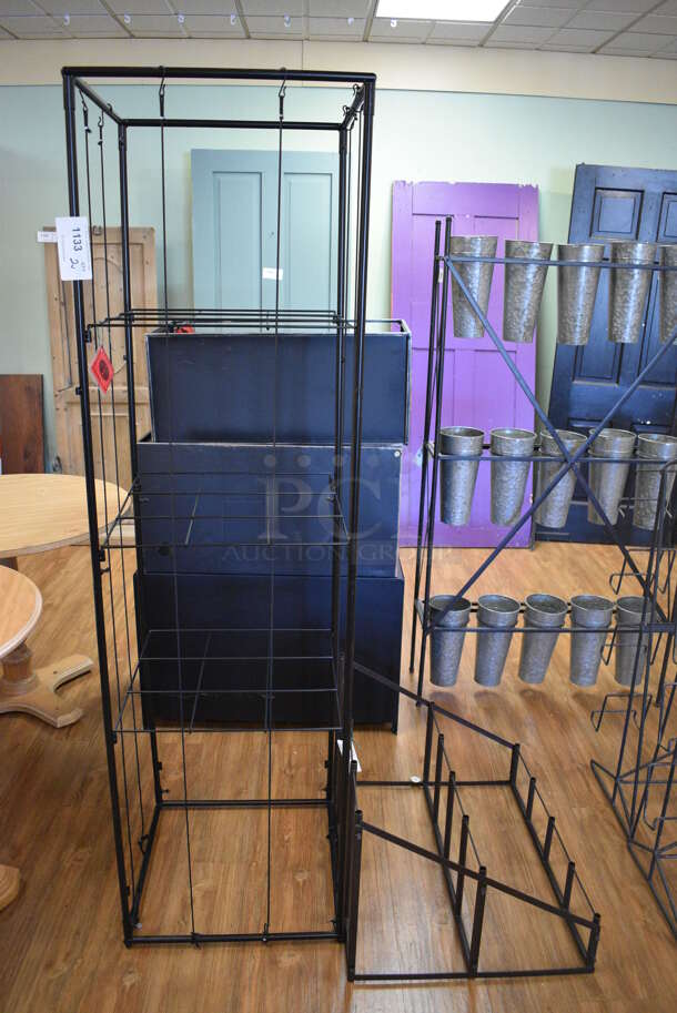 2 Various Metal Racks. 20x20x71, 27.5x22x18. 2 Times Your Bid! (garden center)