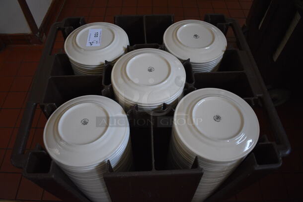 Brown Poly Portable Dish Cart w/ White Ceramic Plates on Commercial Casters. 30.5x27x32. 9.75x9.75x1. (kitchen hallway) - Image 2 of 7