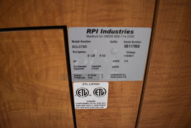 RPI Industries Model SCLC72D Metal Commercial Floor Style Chocolate Display Case Merchandiser. 115 Volts, 1 Phase. 72x30x50. Unit Was In Working Condition When Restaurant Closed. (gift shop) - Image 8 of 9
