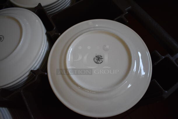 Brown Poly Portable Dish Cart w/ White Ceramic Plates on Commercial Casters. 30.5x27x32. 9.75x9.75x1. (kitchen hallway) - Image 6 of 7