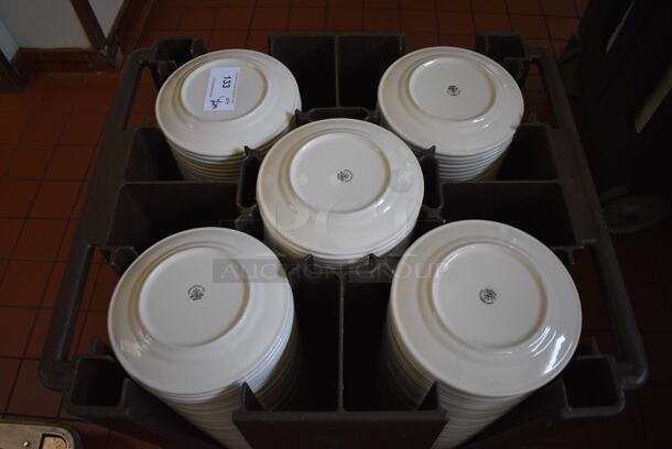 Brown Poly Portable Dish Cart w/ White Ceramic Plates on Commercial Casters. 30.5x27x32. 9.75x9.75x1. (kitchen hallway) - Image 7 of 7