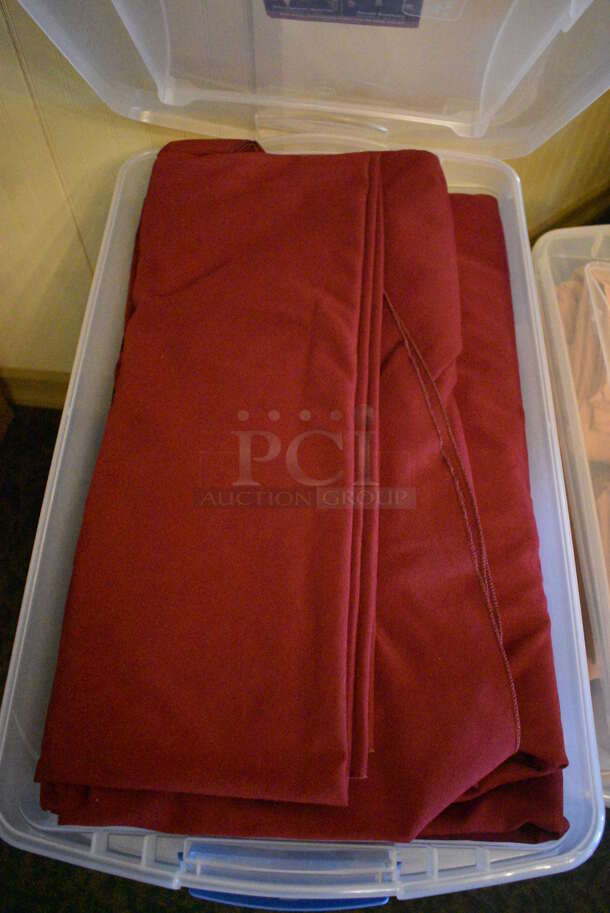 ALL ONE MONEY! Lot of 3 Bins of Red Tablecloths! Includes 90x90 Round. (main dining room) - Image 2 of 4