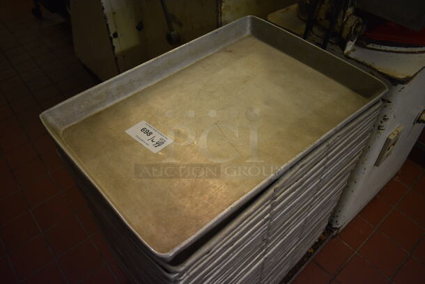 Metal Commercial Pan Dolly w/ 48 Metal Baking Pans on Commercial Casters. 26.5x18.5x5, 25x17.5x2.5. (bakery kitchen) - Image 3 of 5