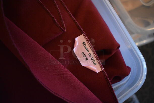 ALL ONE MONEY! Lot of 3 Bins of Red Tablecloths! Includes 90x90 Round. (main dining room) - Image 3 of 4