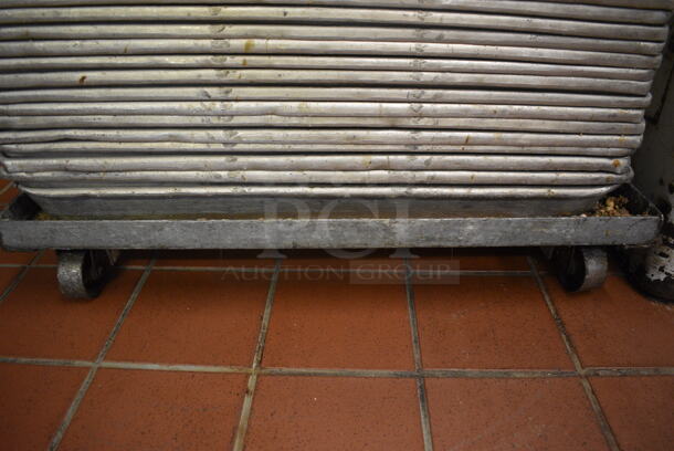 Metal Commercial Pan Dolly w/ 48 Metal Baking Pans on Commercial Casters. 26.5x18.5x5, 25x17.5x2.5. (bakery kitchen) - Image 5 of 5