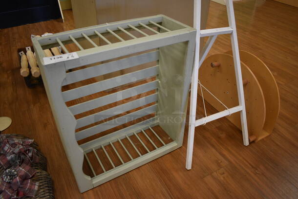 ALL ONE MONEY! Lot of Wooden Box, Wooden Easel and Wooden Shelf! Includes 26x10x23., (garden center) - Image 2 of 3