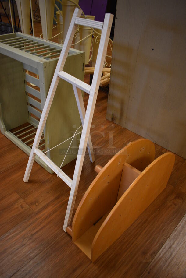 ALL ONE MONEY! Lot of Wooden Box, Wooden Easel and Wooden Shelf! Includes 26x10x23., (garden center) - Image 3 of 3