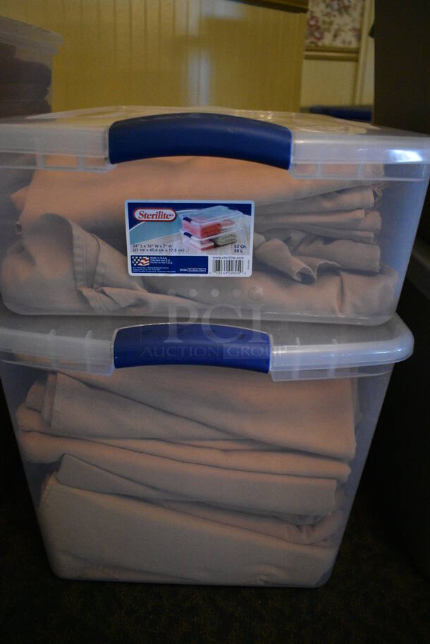 ALL ONE MONEY! Lot of 2 Bins of Tan Tablecloths! (main dining room) - Image 3 of 3