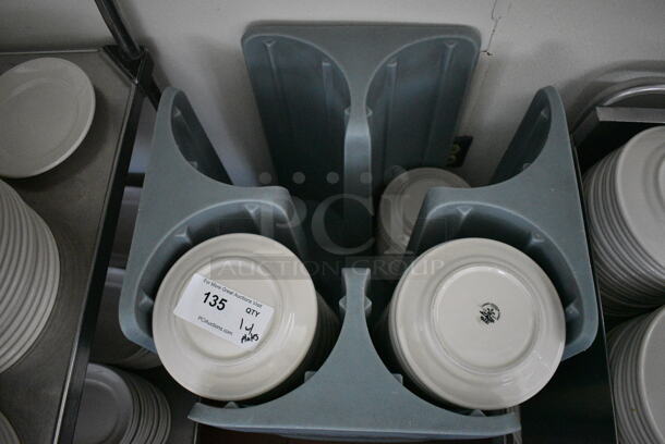 Metro PCD8 Blue Poly Portable Dish Cart w/ White Ceramic Plates on Commercial Casters. 20.5x20.5x32. 9.75x9.75x1. (kitchen hallway) - Image 2 of 4