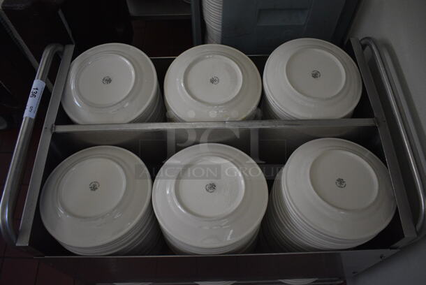 Stainless Steel Portable Dish Cart w/ White Ceramic Plates on Commercial Casters. 33x24x32. 9.75x9.75x1. (kitchen hallway) - Image 2 of 5