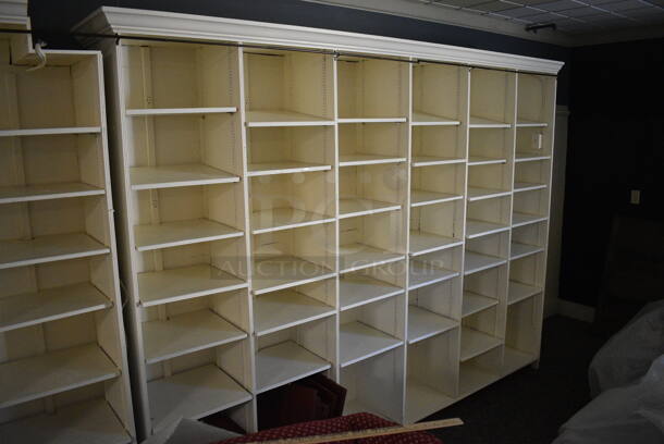 2 White Shelving Units. BUYER MUST REMOVE. 115x17x86.5. 2 Times Your Bid! (garden center) - Image 3 of 4