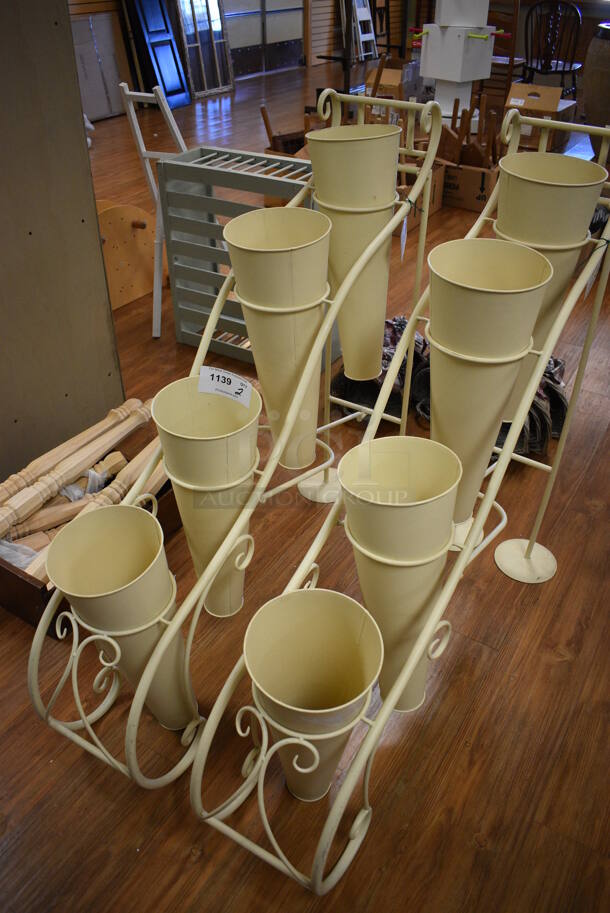 2 Yellow Metal 4 Bin Stands. 9x40x40. 2 Times Your Bid! (garden center) - Image 2 of 3