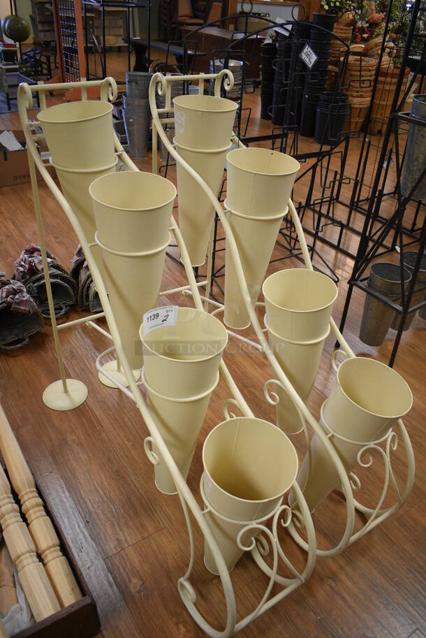 2 Yellow Metal 4 Bin Stands. 9x40x40. 2 Times Your Bid! (garden center) - Image 3 of 3