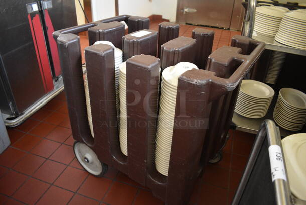 Brown Poly Portable Dish Cart w/ White Ceramic Bowls on Commercial Casters. 34x26x30. 6.75x6.75x2.. (kitchen hallway) - Image 2 of 6