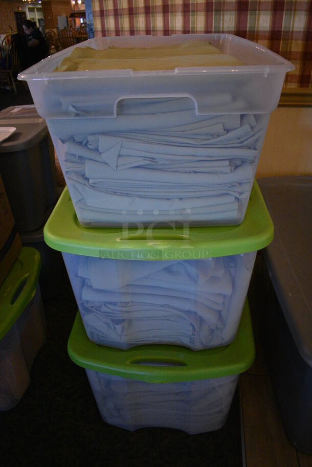 ALL ONE MONEY! Lot of 3 Bins of Green Tablecloths! Includes 54x54 (main dining room) - Image 2 of 4
