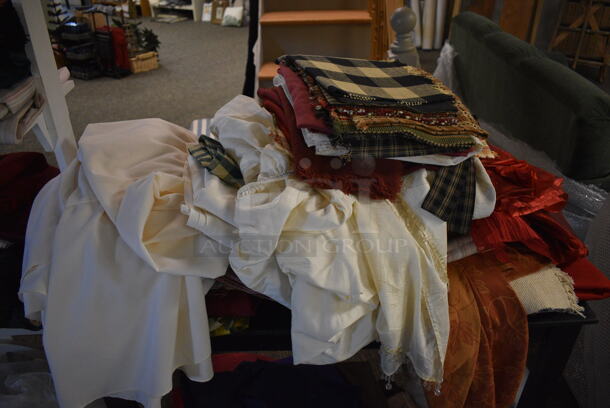 ALL ONE MONEY! Lot of White Rack and Cart w/ Various Materials. BUYER MUST REMOVE. (garden center) - Image 3 of 6