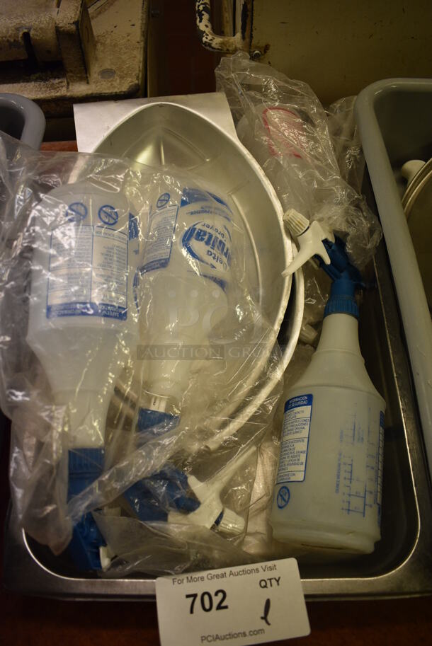 ALL ONE MONEY! Lot of Various Items Including Spray Bottles and Metal Baking Pans in Metal Drop In Bin! 13x21x2. (bakery kitchen) - Image 1 of 5