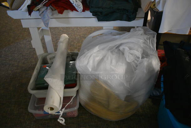 ALL ONE MONEY! Lot of White Rack and Cart w/ Various Materials. BUYER MUST REMOVE. (garden center) - Image 5 of 6