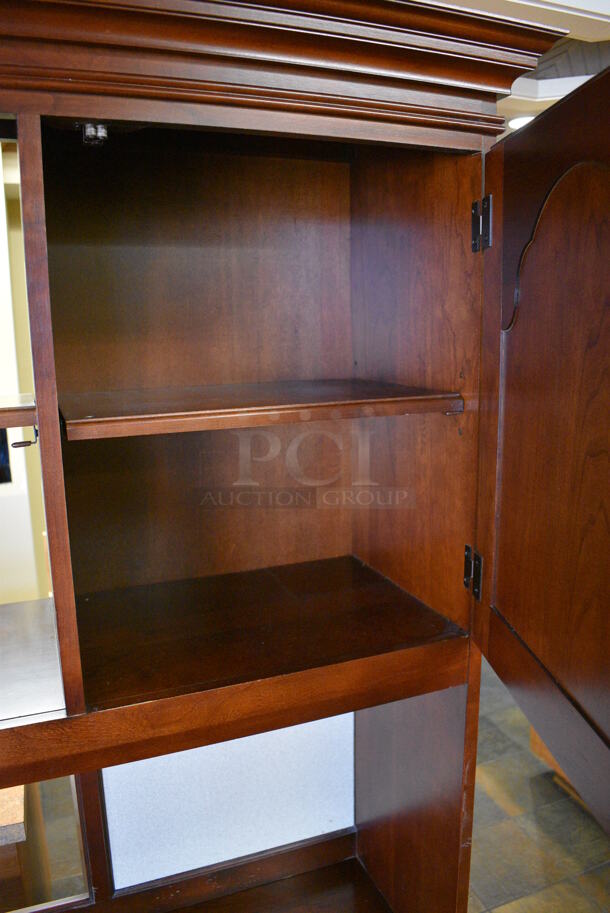 Wooden Desk w/ Drawers, Over Shelf and Cabinet. 48x24x77.5. (gift shop) - Image 4 of 7