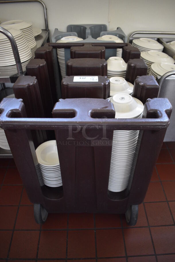 Brown Poly Portable Dish Cart w/ White Ceramic Bowls on Commercial Casters. 34x26x30. 6.75x6.75x2.. (kitchen hallway) - Image 6 of 6