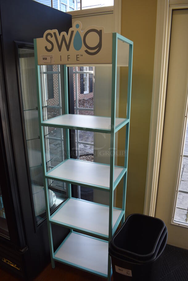 Blue and White 4 Tier Rack. 20x14x72. (gift shop) - Image 2 of 3