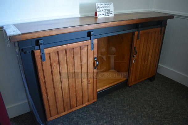 BRAND NEW! Wooden 6' Barn Door Server. 72x15x38. (garden center) - Image 2 of 5