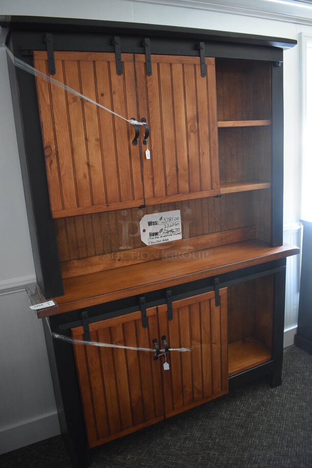 BRAND NEW! Wooden 5' Barn Door Hutch. 60x14x84. (garden center) - Image 2 of 5
