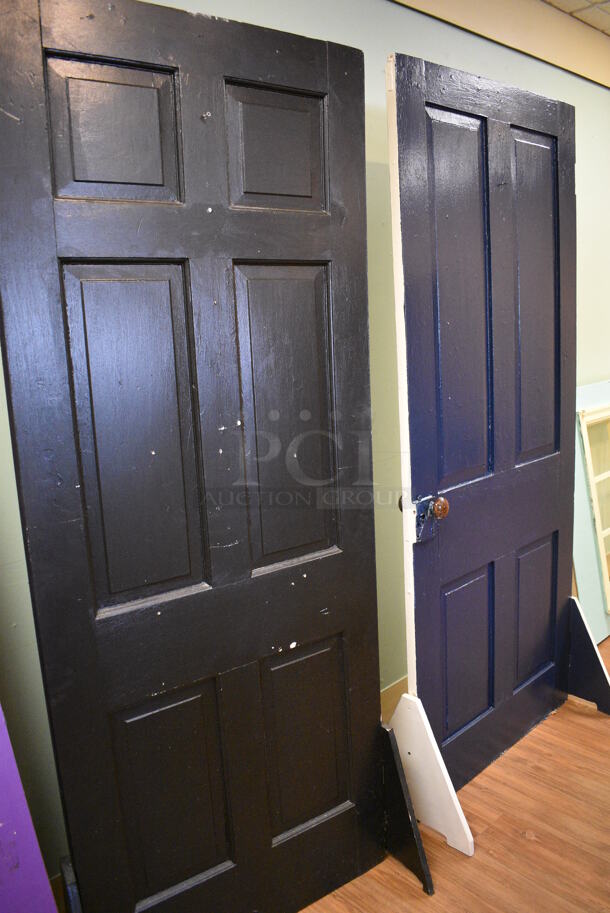 4 Various Doors; Gray, Purple, Black and Navy Blue. Includes 34x16x81. 4 Times Your Bid! (garden center) - Image 3 of 4