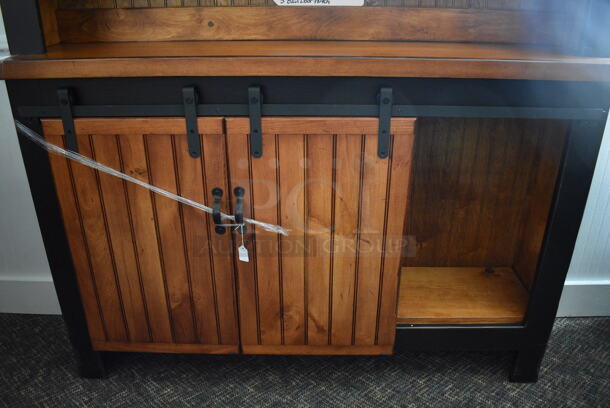 BRAND NEW! Wooden 5' Barn Door Hutch. 60x14x84. (garden center) - Image 4 of 5