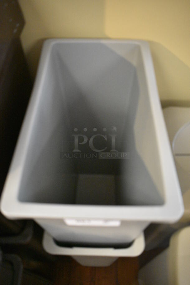 2 Gray Poly Slim Jim Trash Cans. 11x20x30. 2 Times Your Bid! (gift shop) - Image 3 of 3