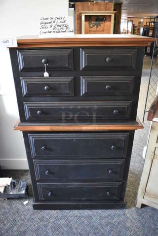 BRAND NEW! Wooden Chest on Chest Dresser. 36x21x58. (garden center)