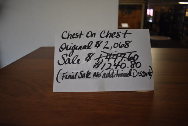 BRAND NEW! Wooden Chest on Chest Dresser. 36x21x58. (garden center) - Image 6 of 6