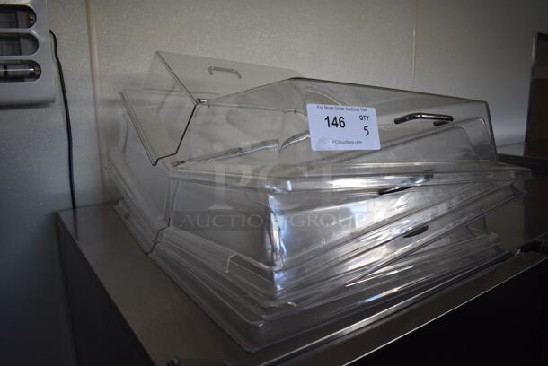 ALL ONE MONEY! Lot of 5 Clear Poly Center Hinge Lids! 19x28x4.5. (kitchen hallway) - Image 3 of 3
