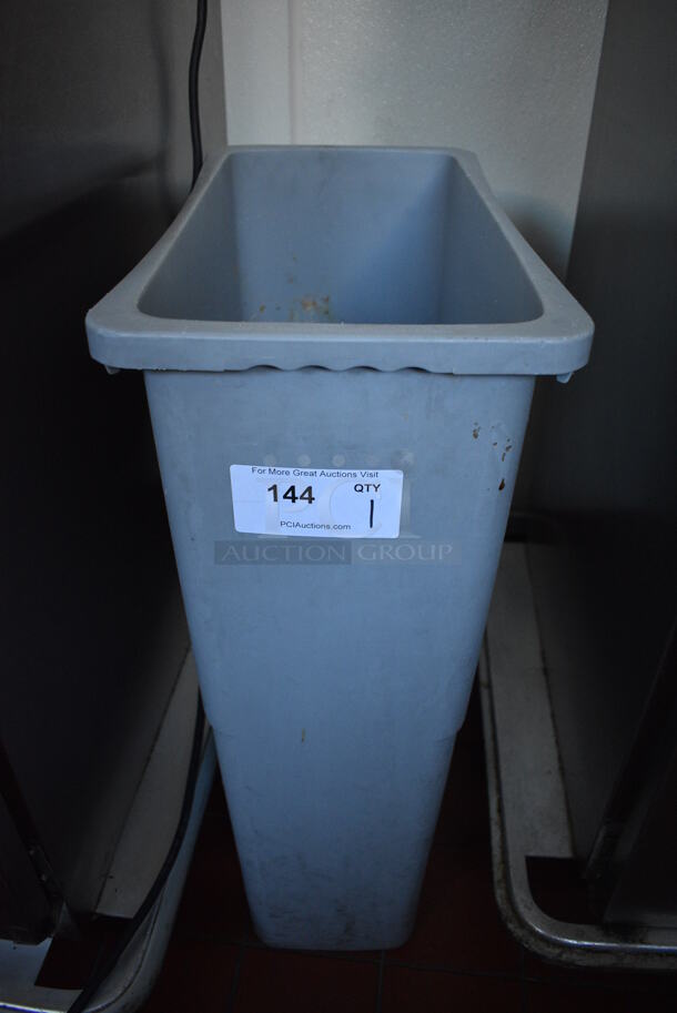Gray Poly Slim Jim Trash Can. 11x20x30. (kitchen hallway) - Image 1 of 3