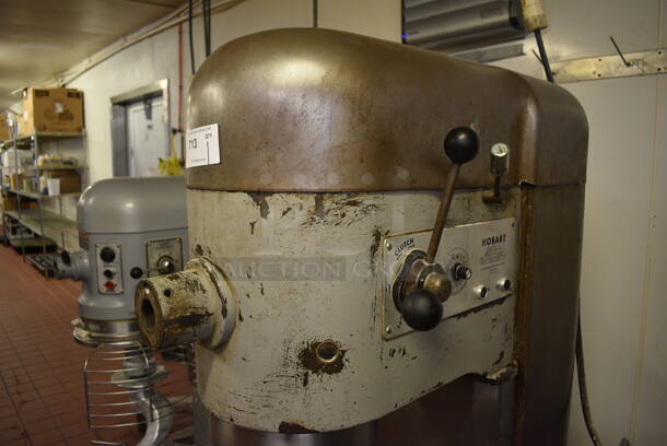 Hobart Model M-802 Metal Commercial Floor Style 80 Quart Planetary Dough Mixer w/ Stainless Steel Mixing Bowl, Bowl Dolly, Paddle and Dough Hook Attachments. 220 Volts, 3 Phase. 27x42x65. Unit Was In Working Condition When Restaurant Closed. (bakery kitchen) - Image 7 of 8