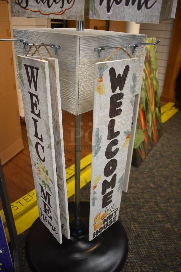 White Metal Stand w/ Welcome Boards. 22x22x68. (garden center) - Image 3 of 4