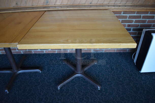 3 Wooden Tables on Metal Table Base. 36x36x30. 3 Times Your Bid! (back dining room) - Image 4 of 5